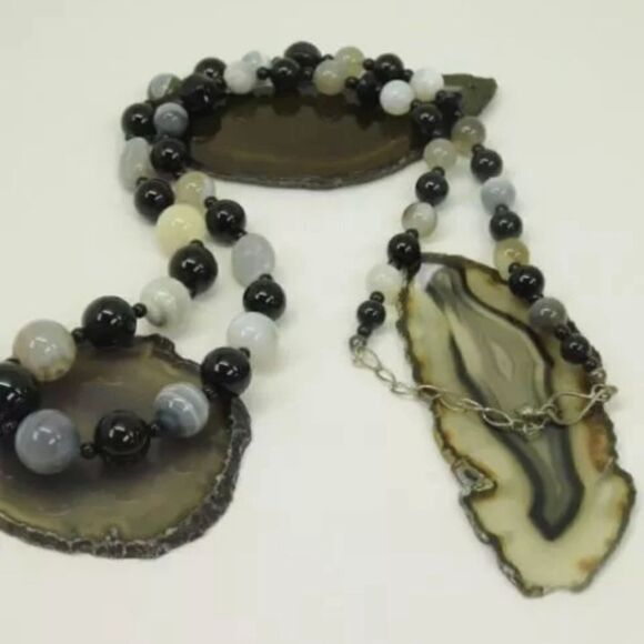 Desert Rose Trading 925 Sterling Silver Onyx & Agate 122g - Picture 1 of 7